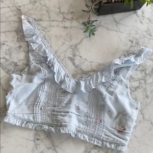 Baby blue floral crop top